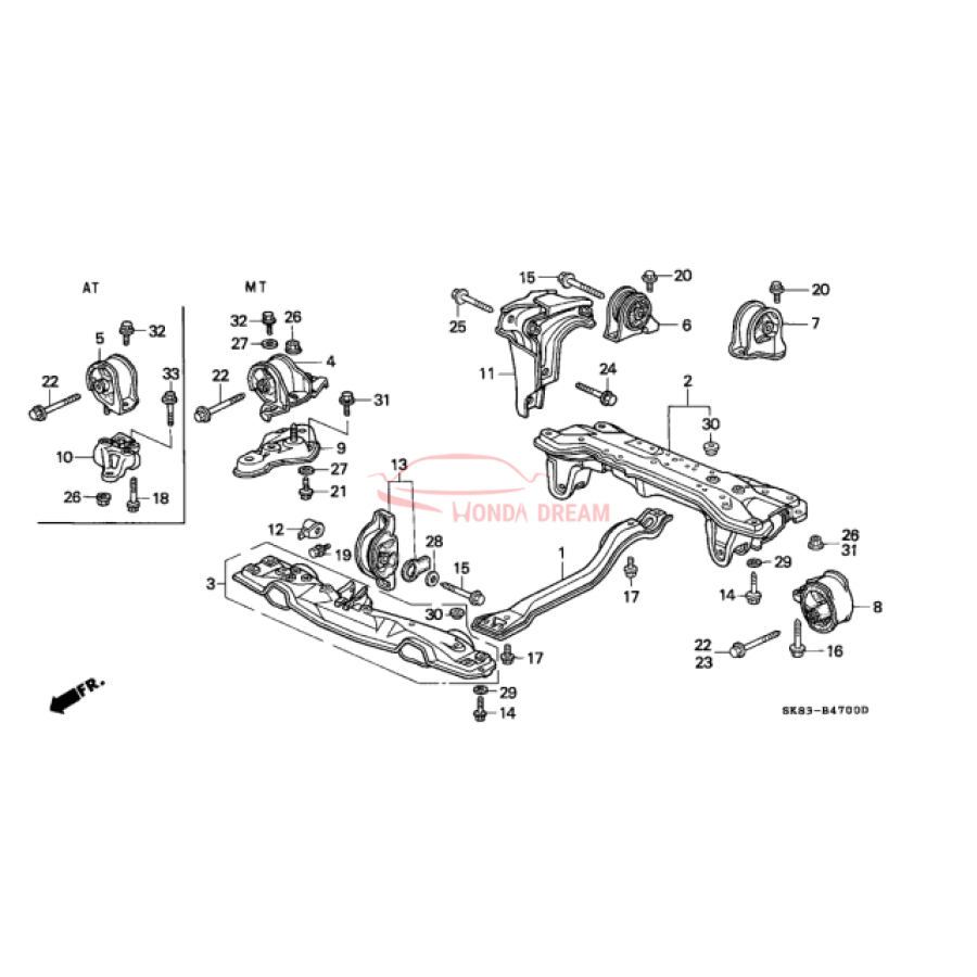 MTG RUB ASSY RR E (50810-SK7-010) - 2