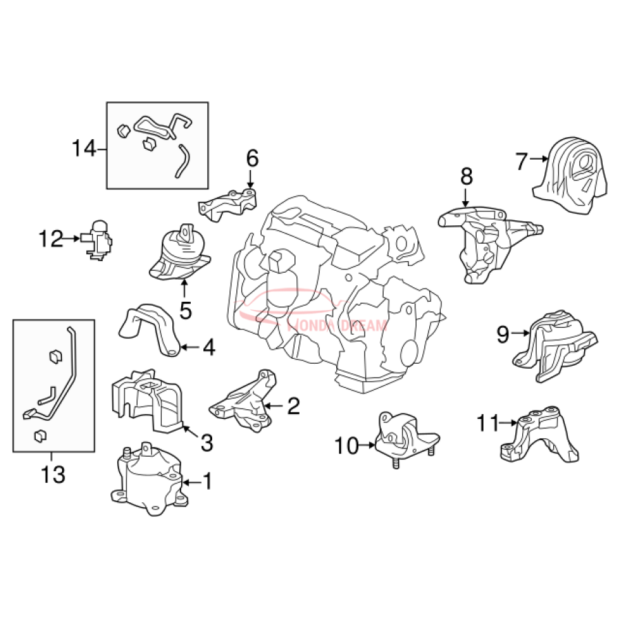 MTG RUB ASSY,ENG (50810-T2F-A11) - 3