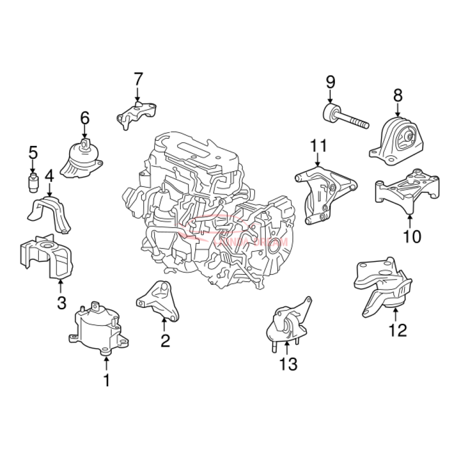 MTG RUB ASSY,ENG (50810-T3V-A01) - 3