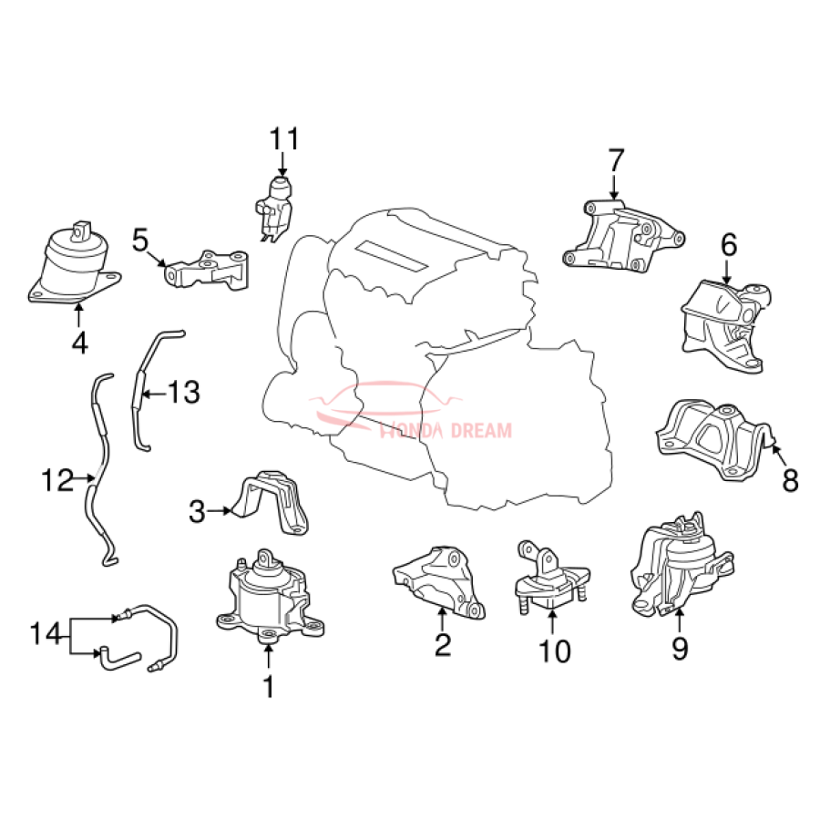 MTG RUB ASSY,ENG (50810-TA0-A02) - 3