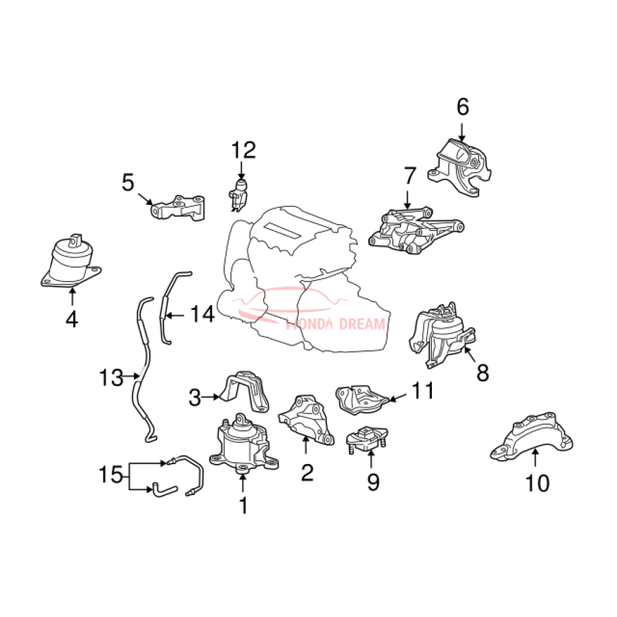 MTG RUB ASSY,ENG (50810-TA0-A12) - 3