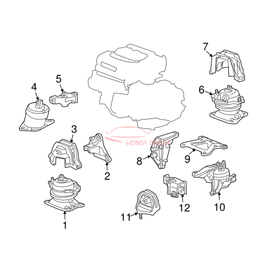 MTG RUB ASSY,ENG (50810-TA1-A01) - 3