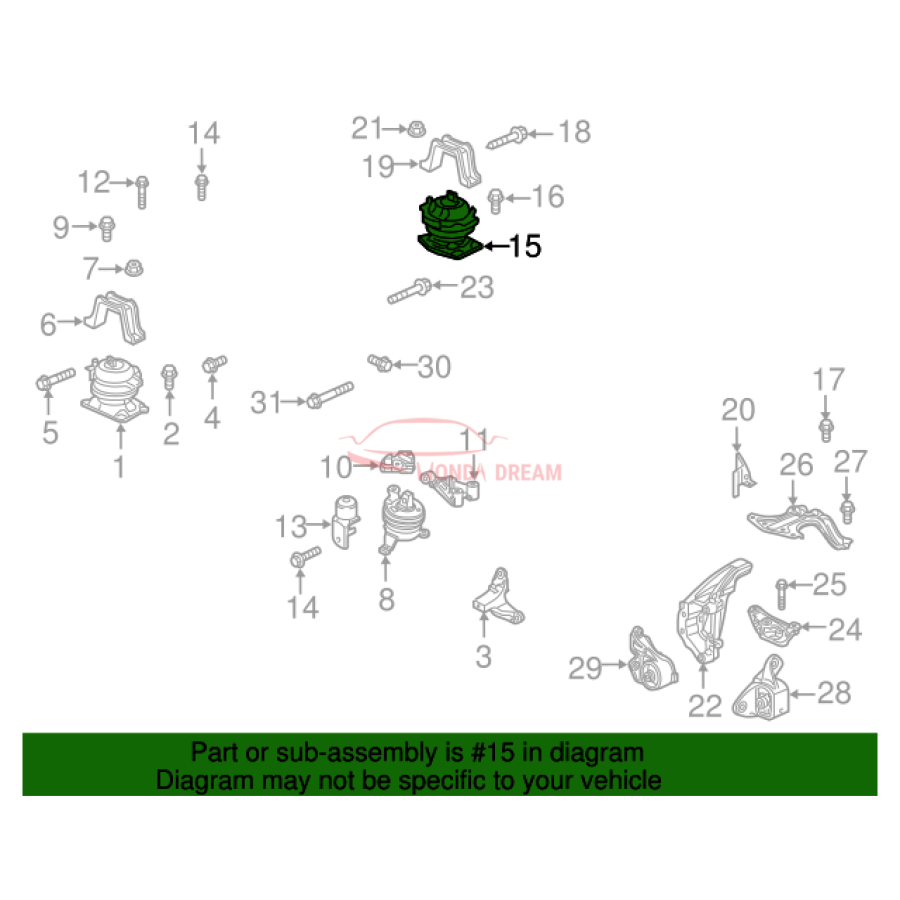 MTG RUB ASSY,ENG (50810-THR-A02) - 2