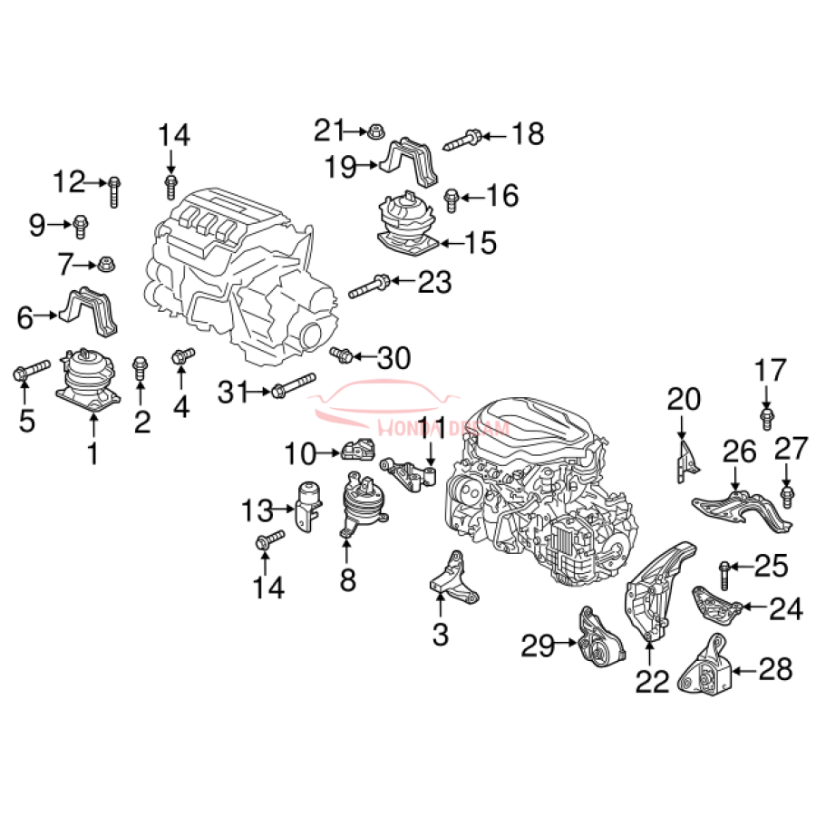 MTG RUB ASSY,ENG (50810-THR-A02) - 3