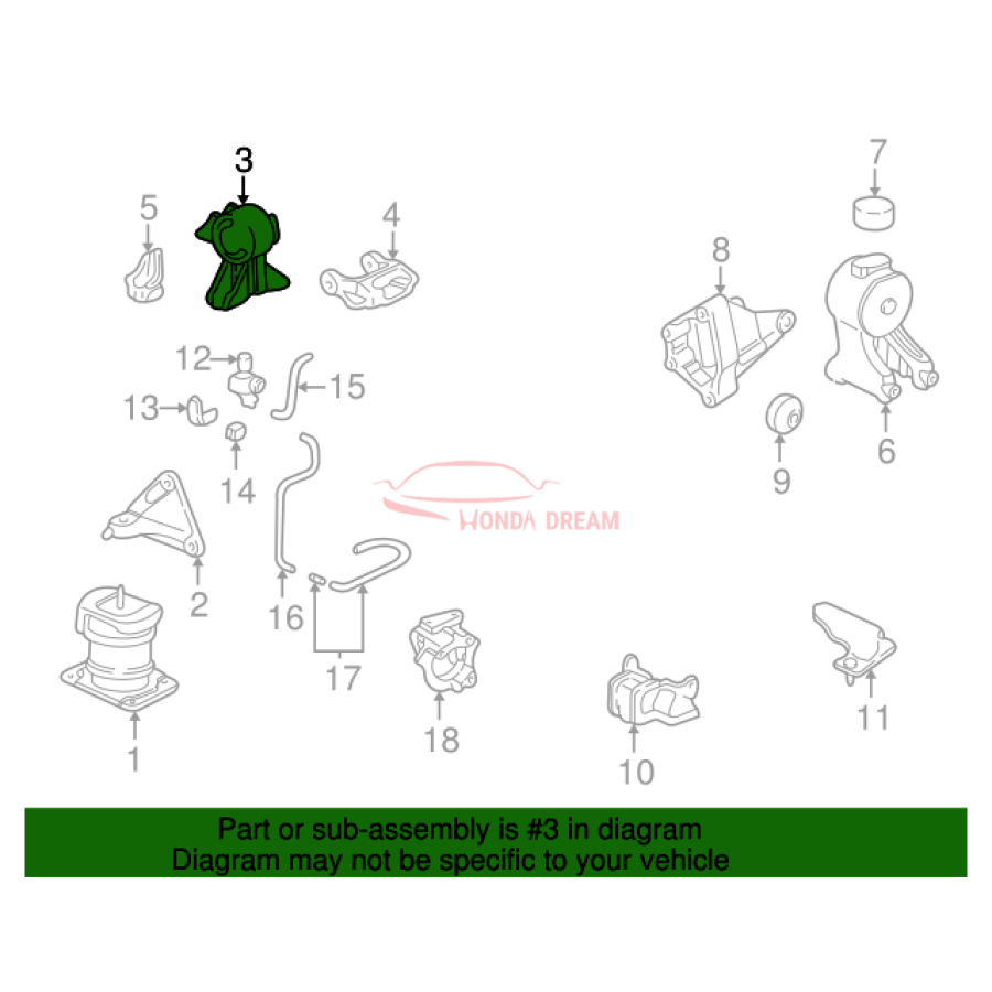 Mounting Engine Right (50820-S0X-A01) - 2