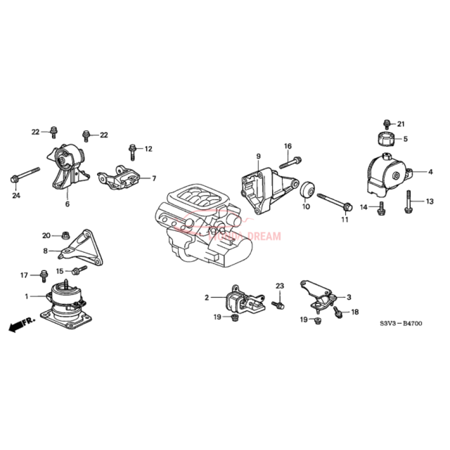 Mounting Engine Right (50820-S3V-A82) - 3