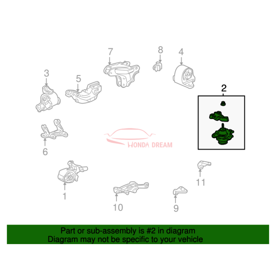 Mounting Engine Right (50820-S6E-E02) - 2