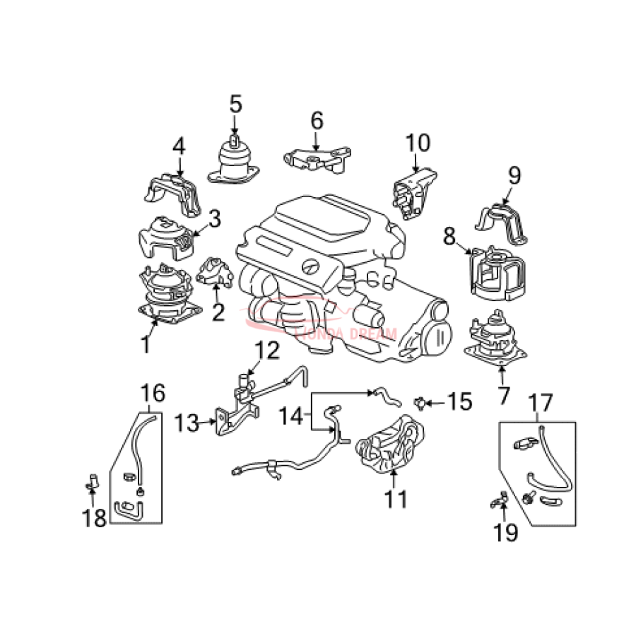 Mounting Engine Right (50820-SJA-A01) - 2