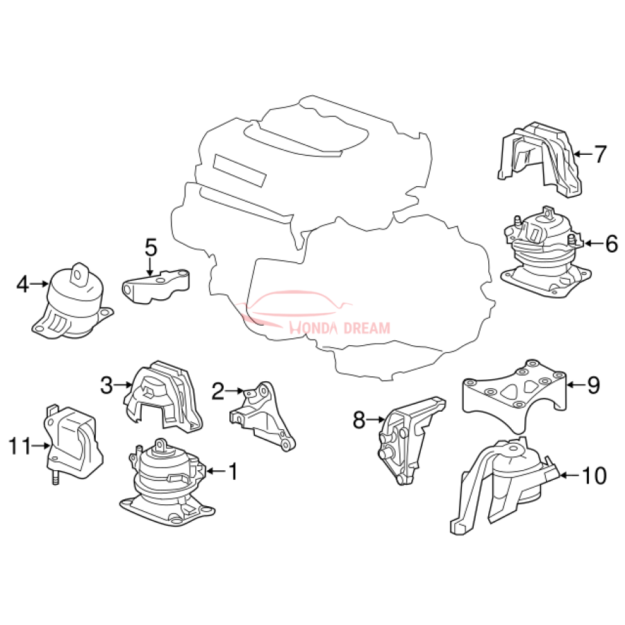 Mounting Engine Right (50820-T2G-A01) - 3