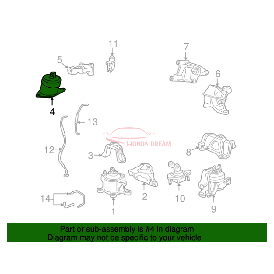 Mounting Engine Right (50820-TA0-A01) - 2