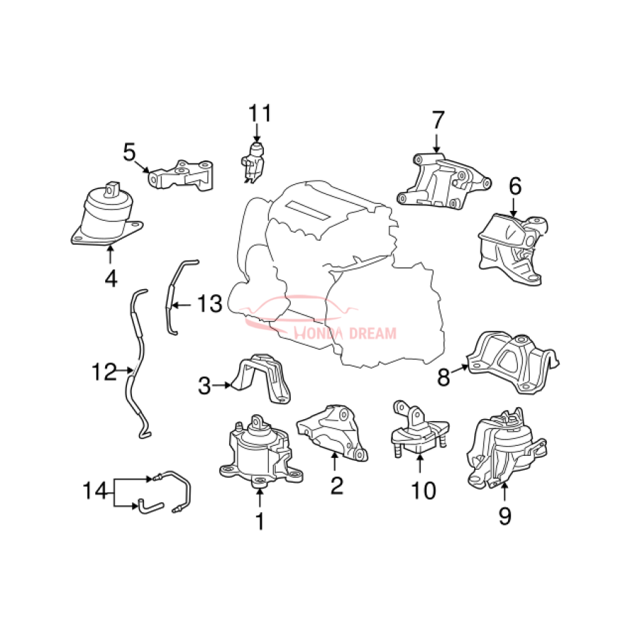 Mounting Engine Right (50820-TA0-A01) - 3