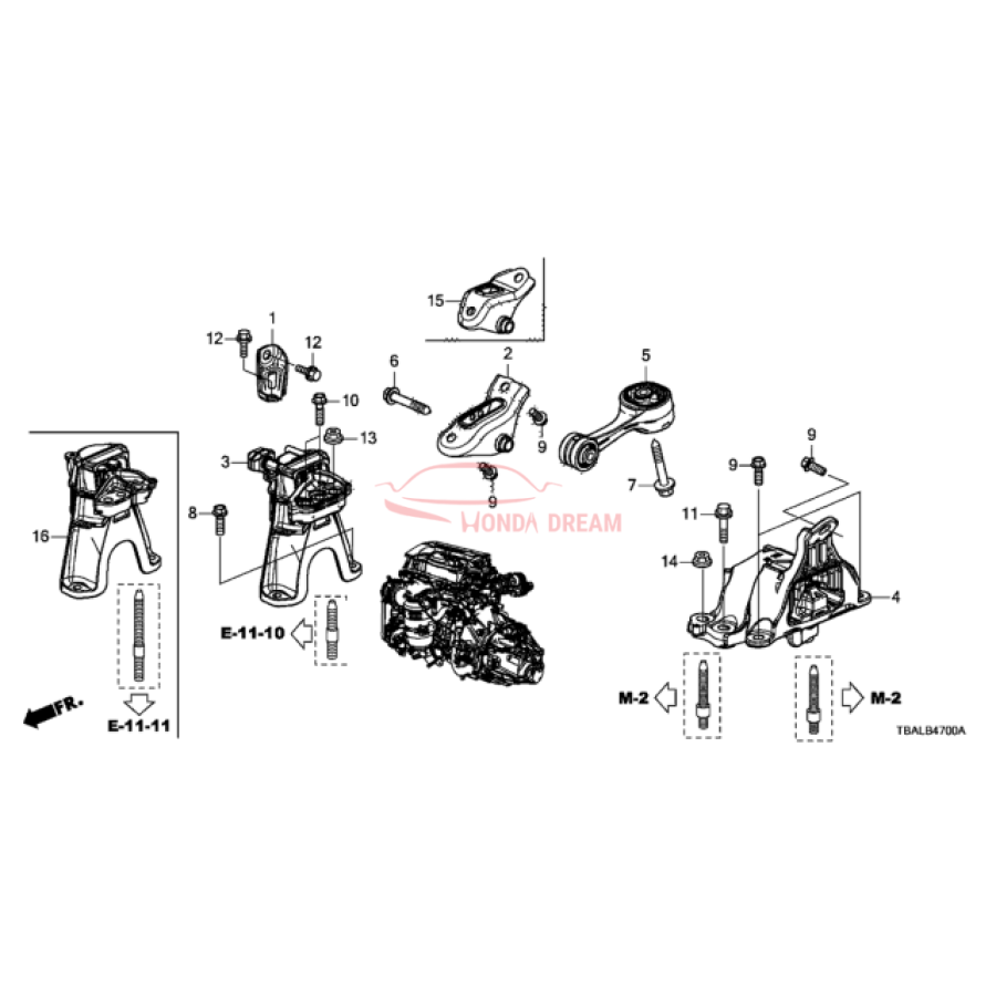 Mounting Engine Right (50820-TBA-A03) - 3