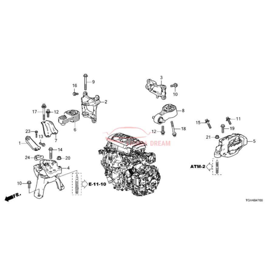 Mounting Engine Right (50820-TGV-A01) - 1