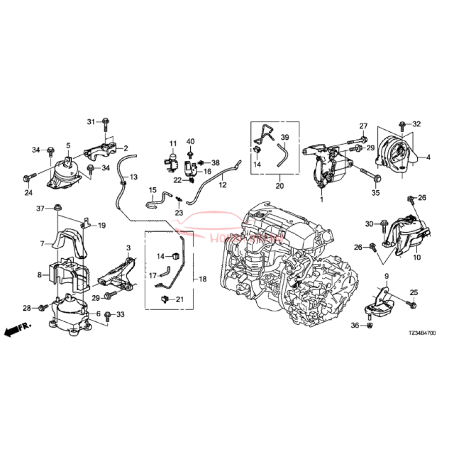 Mounting Engine Right (50820-TZ4-305) - 1