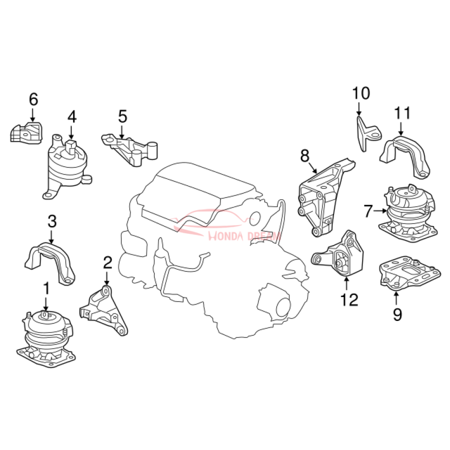 Mounting Engine Right (50820-TZ5-A02) - 3