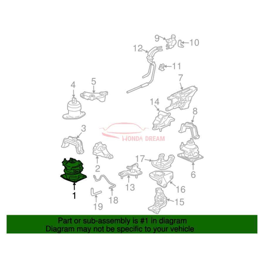 Опора двигуна передня (50830-SDA-A04) - 3