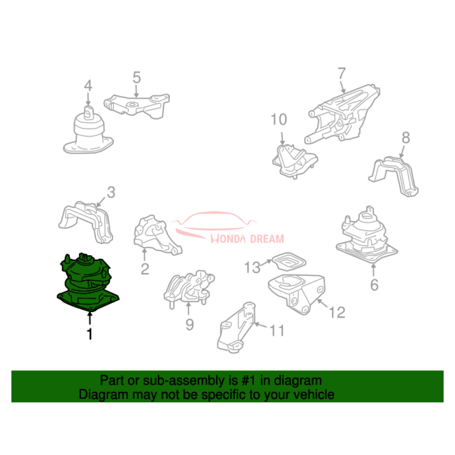 Опора двигуна передня (50830-SDA-A11) - 3