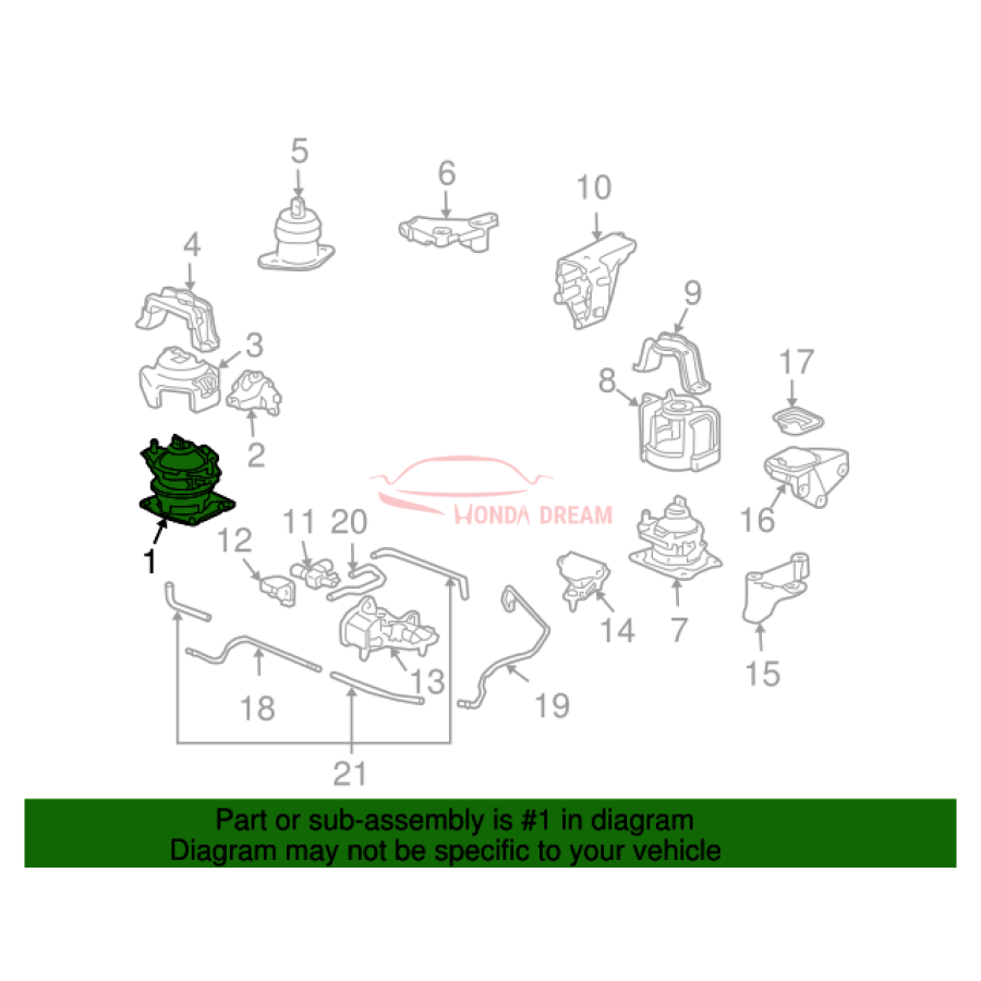 Опора двигуна передня (50830-SDB-A04) - 3