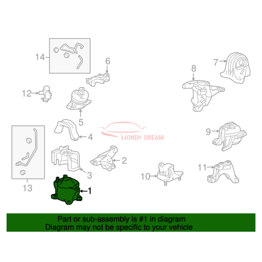 Mounting Engine Front  (50830-T2F-A11) - 2