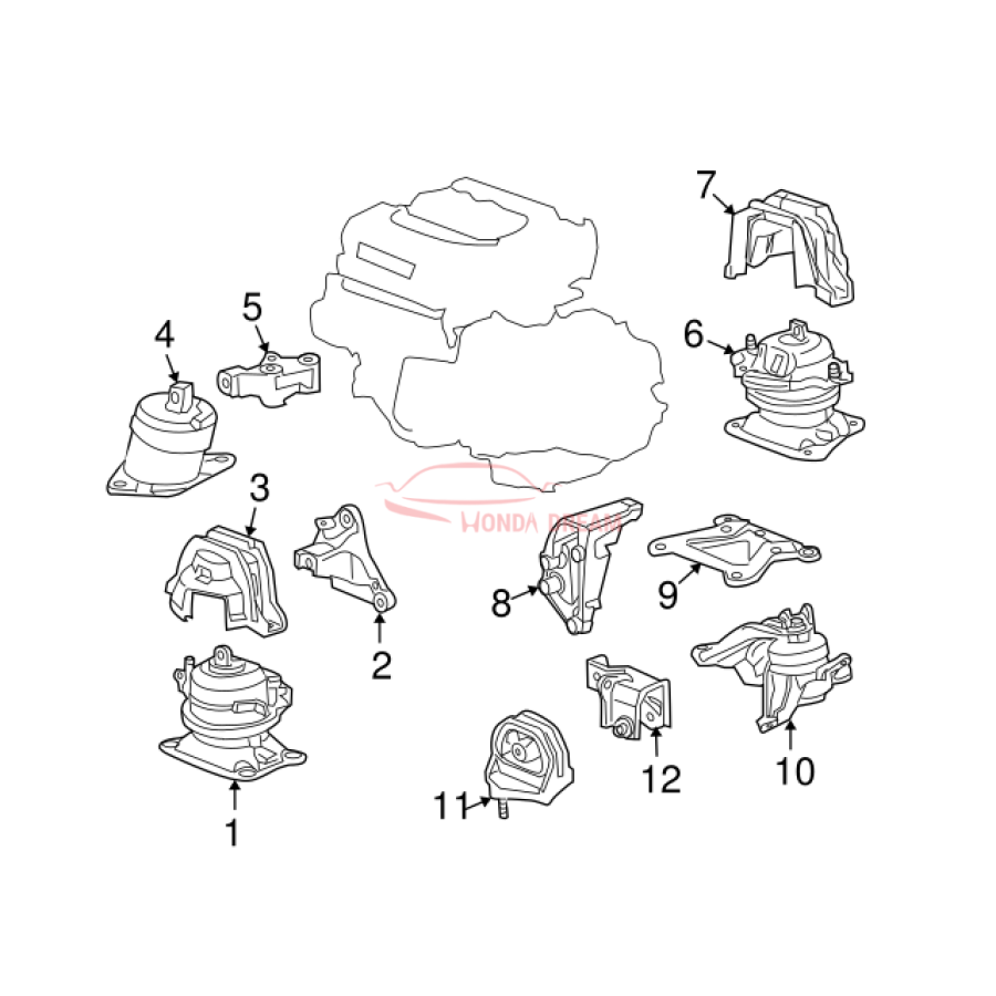 Mounting Engine Front  (50830-TA1-A01) - 2