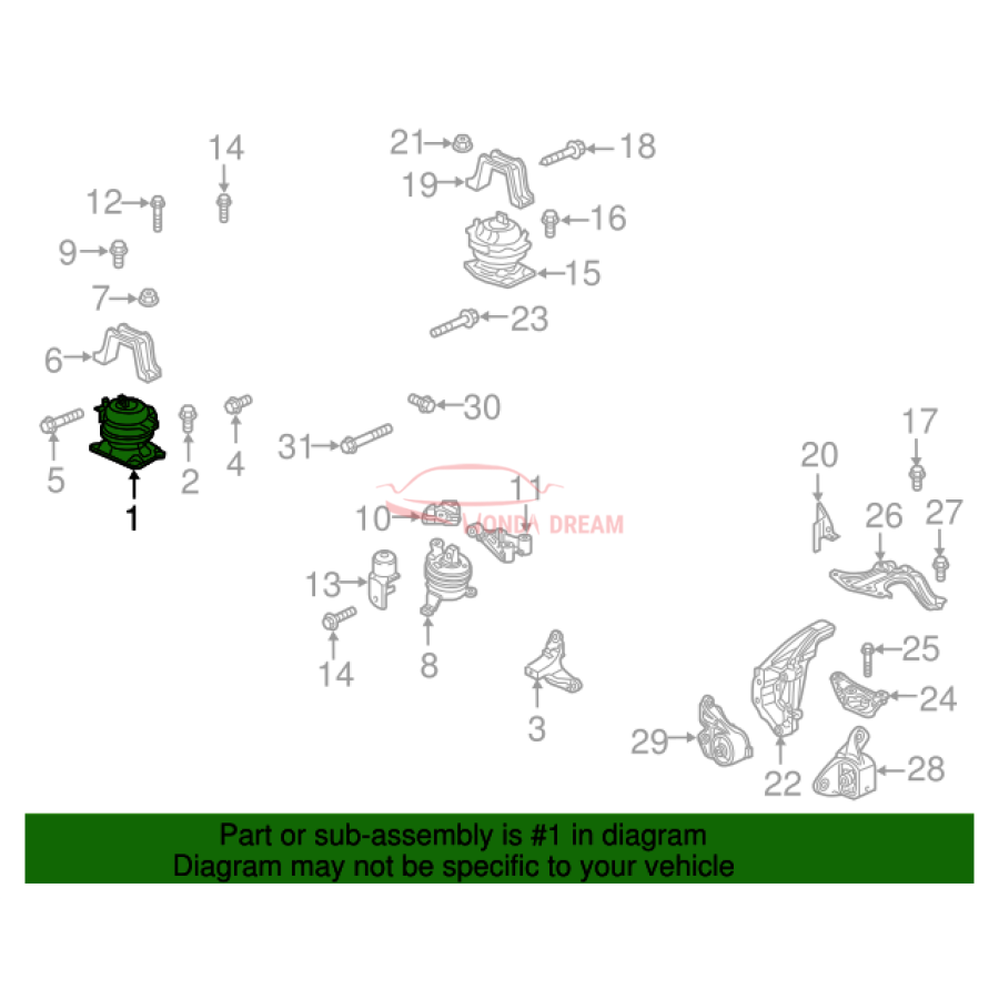 Mounting Engine Front  (50830-THR-A02) - 3