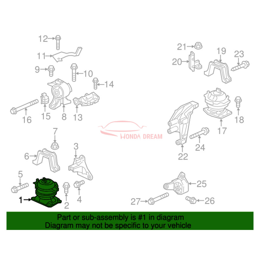 Опора двигуна передня (50830-TK8-A01) - 3