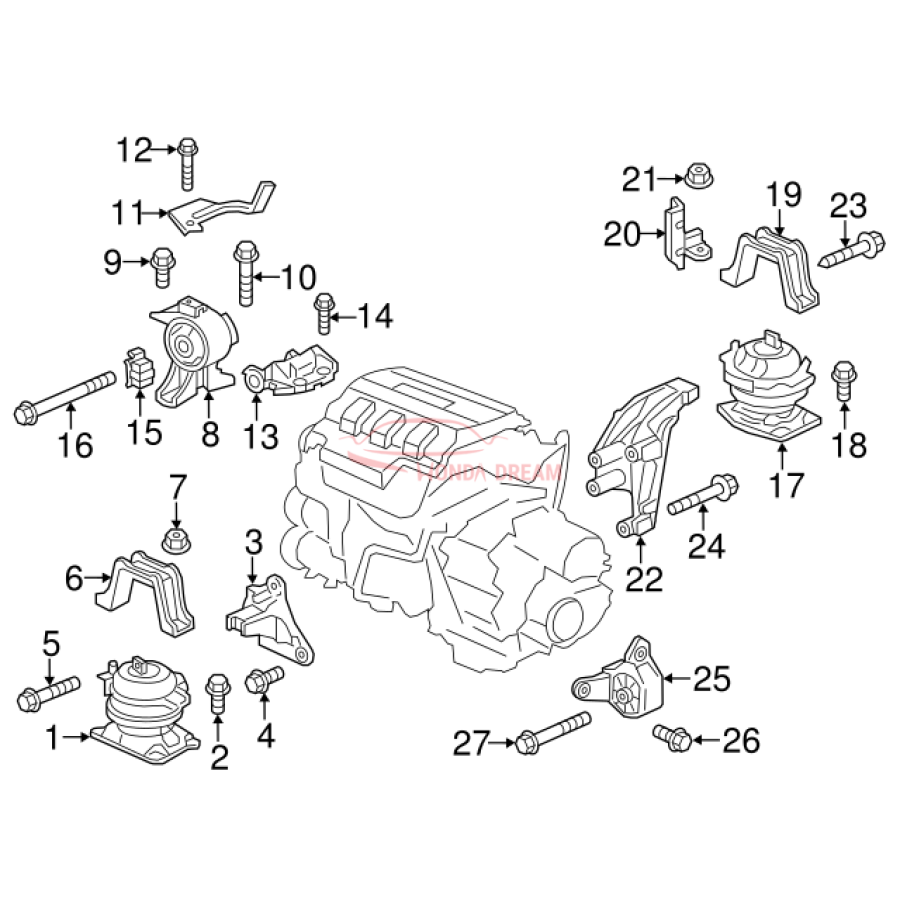 Mounting Engine Front  (50830-TK8-A01) - 2