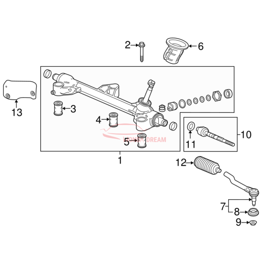 RACK END COMP (53010-TG7-A01) - 3