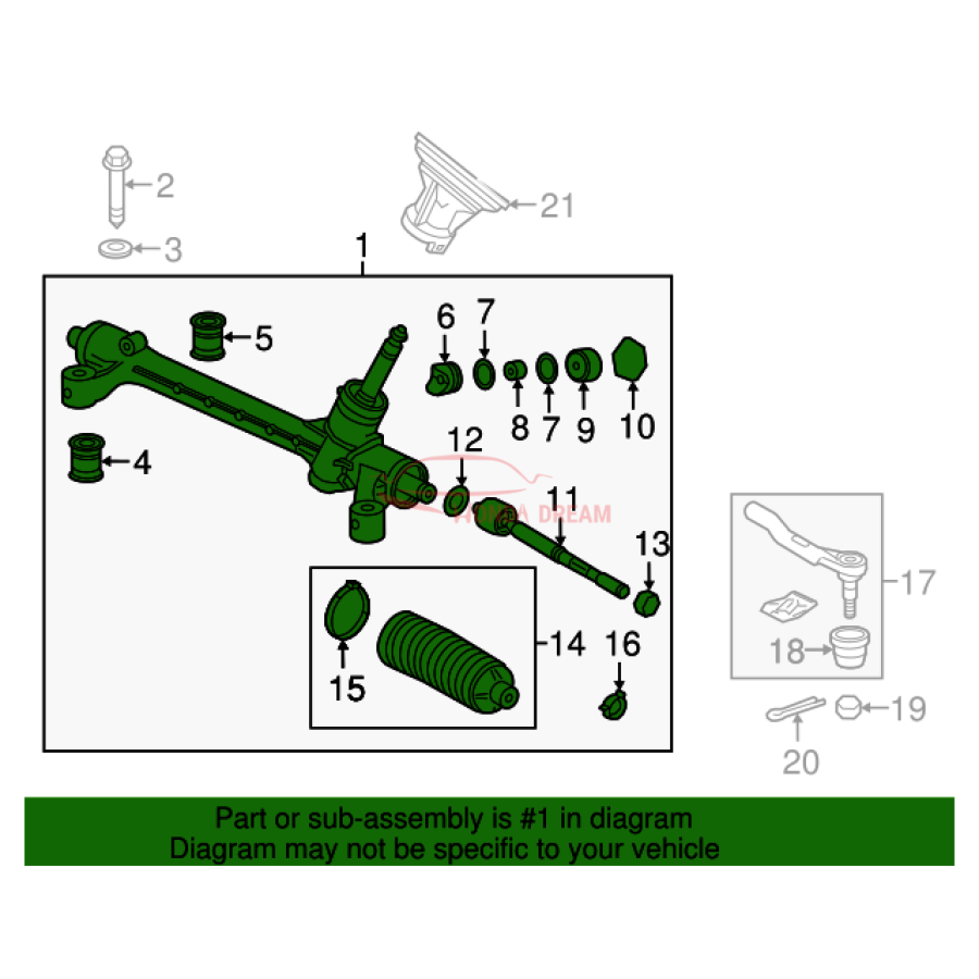 Gear Box Assembly, Steering (53400-THX-A03) - 2