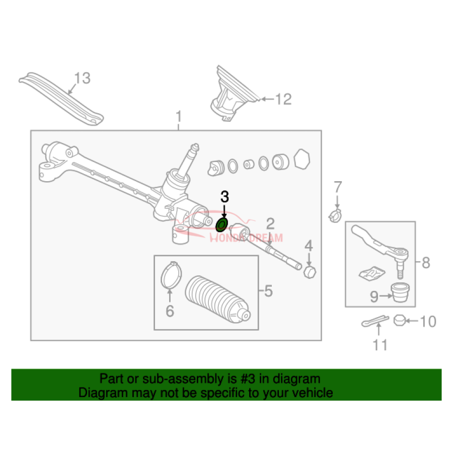 Inner Tie Rod Spacer (53537-T5B-003) - 2