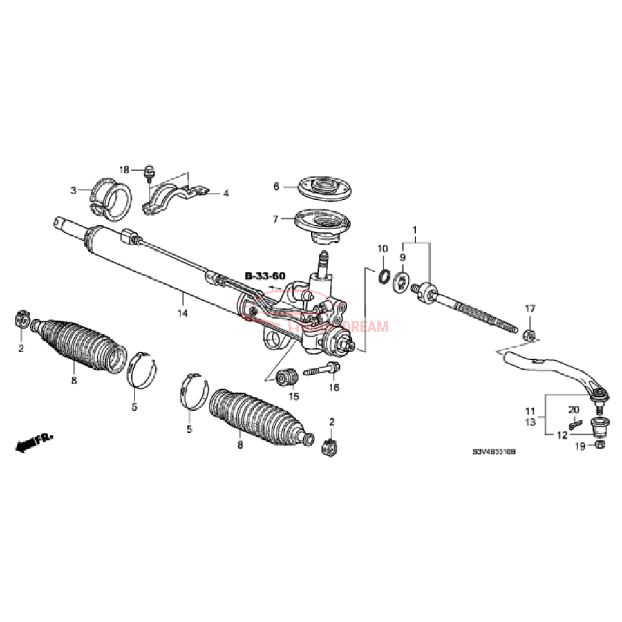 Gear Box Assembly, Steering (53601-S3V-A02) - 3