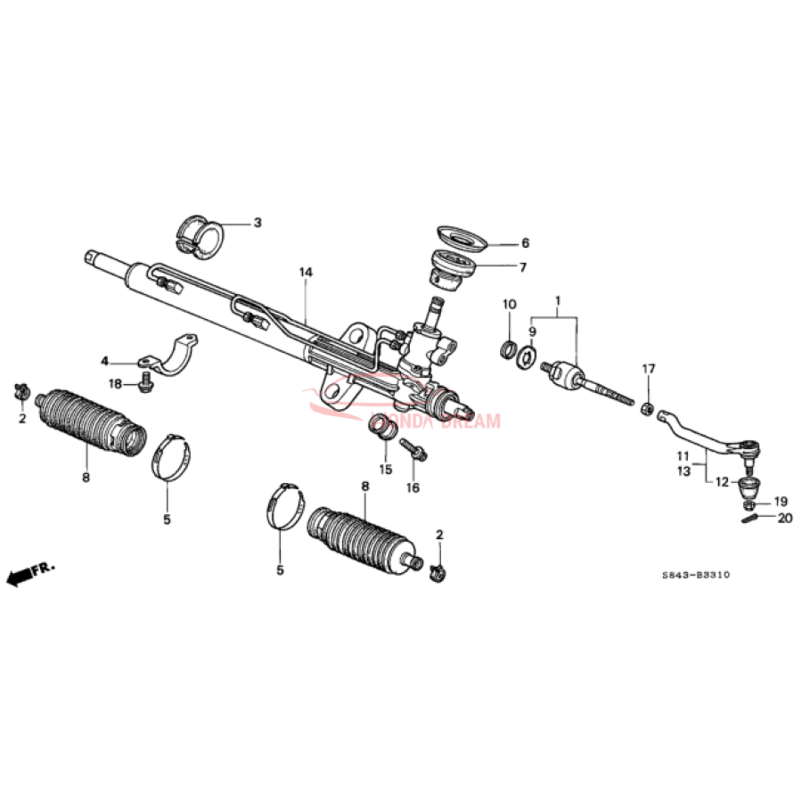 Gear Box Assembly, Steering (53601-S84-A03) - 2