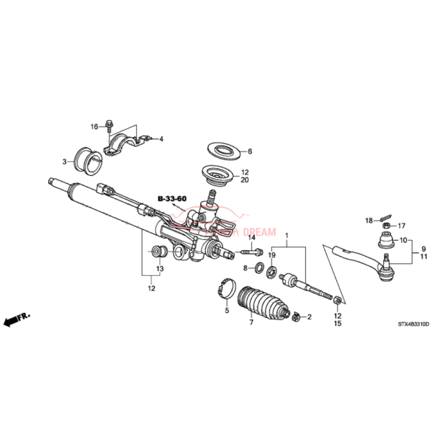 Gear Box Assembly, Steering (53601-STX-A01) - 3