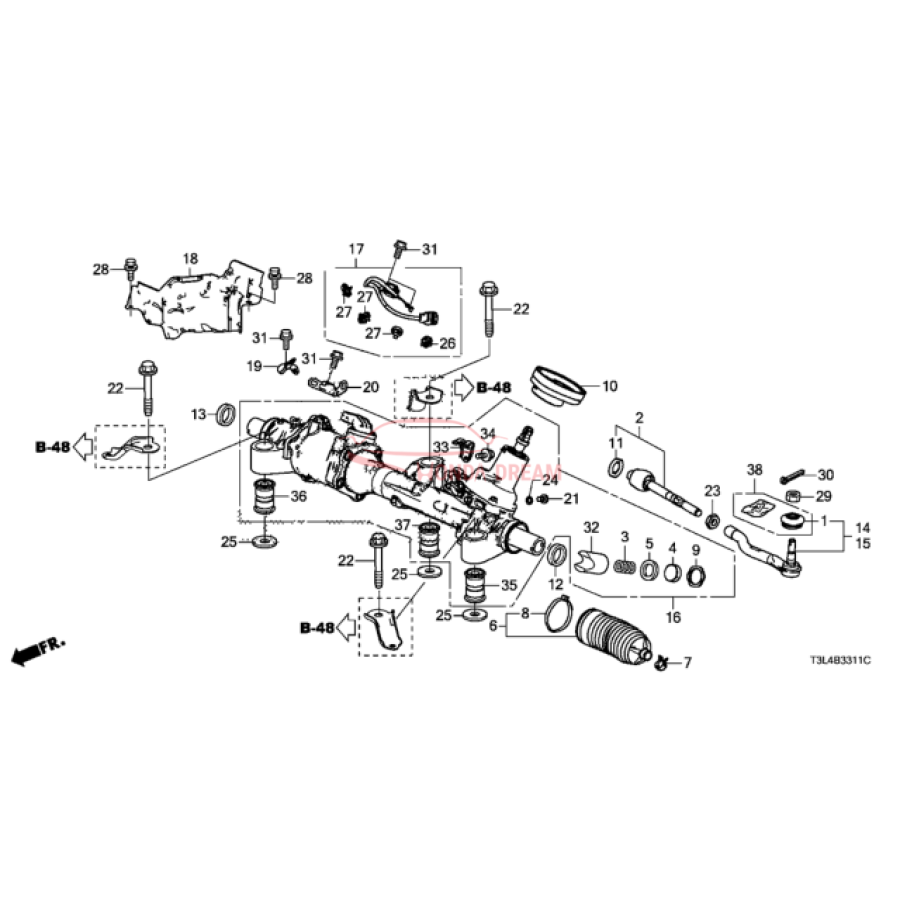 Gear Box Assembly, Steering (53601-T2G-A92) - 2