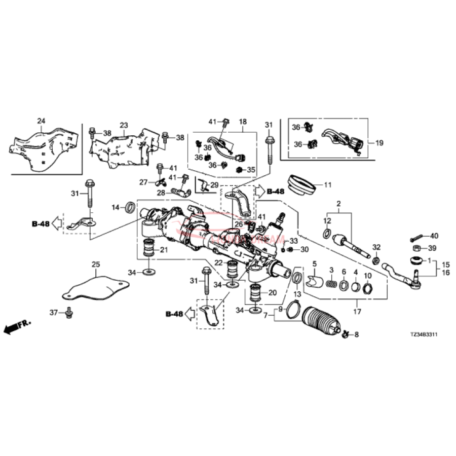 Gear Box Assembly, Steering (53601-TZ3-A01) - 3