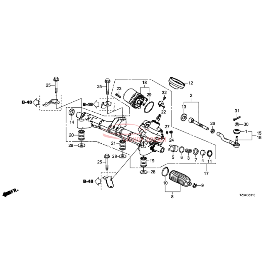 Gear Box Assembly, Steering (53601-TZ4-A01) - 1