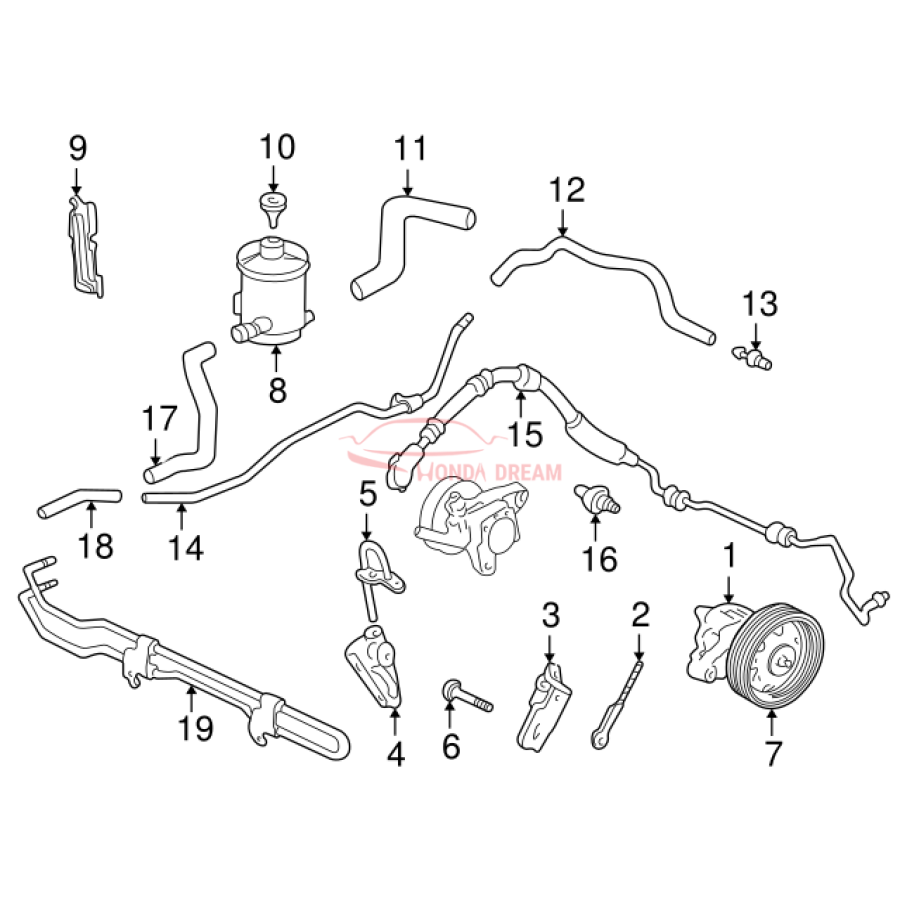 Hose, Power Steering Feed (53713-S0X-A02) - 3