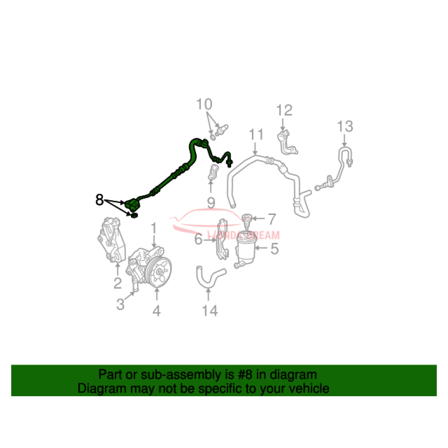 Hose, Power Steering Feed (53713-S5D-A07) - 2