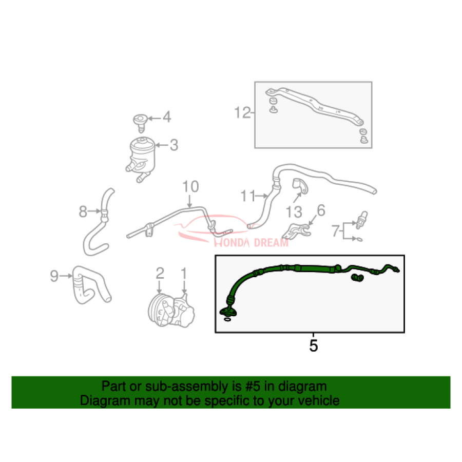 Hose, Power Steering Feed (53713-SCV-A02) - 2