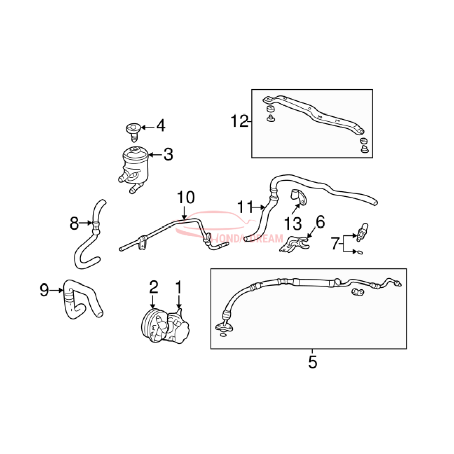 Hose, Power Steering Feed (53713-SCV-A02) - 3