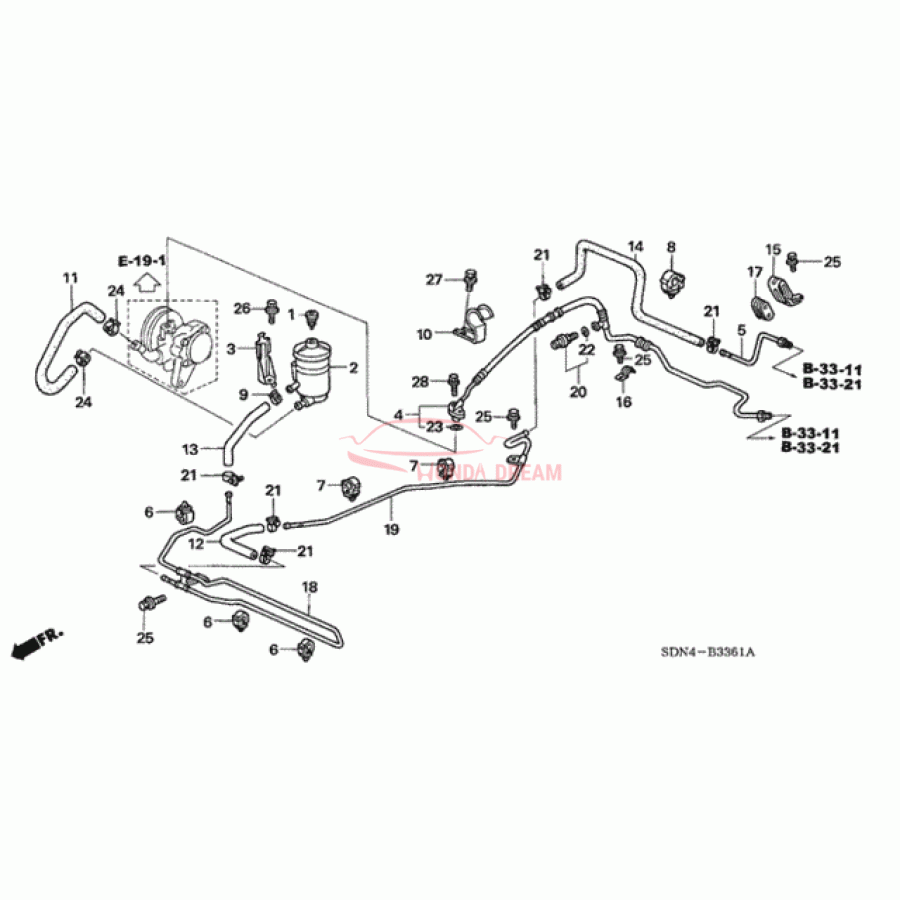 Hose, Power Steering Feed (53713-SDB-315) - 1