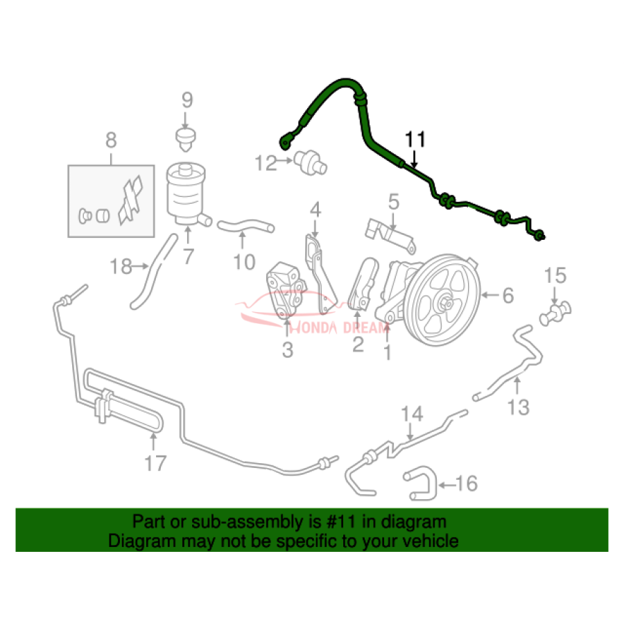 Hose, Power Steering Feed (53713-SHJ-A01) - 2