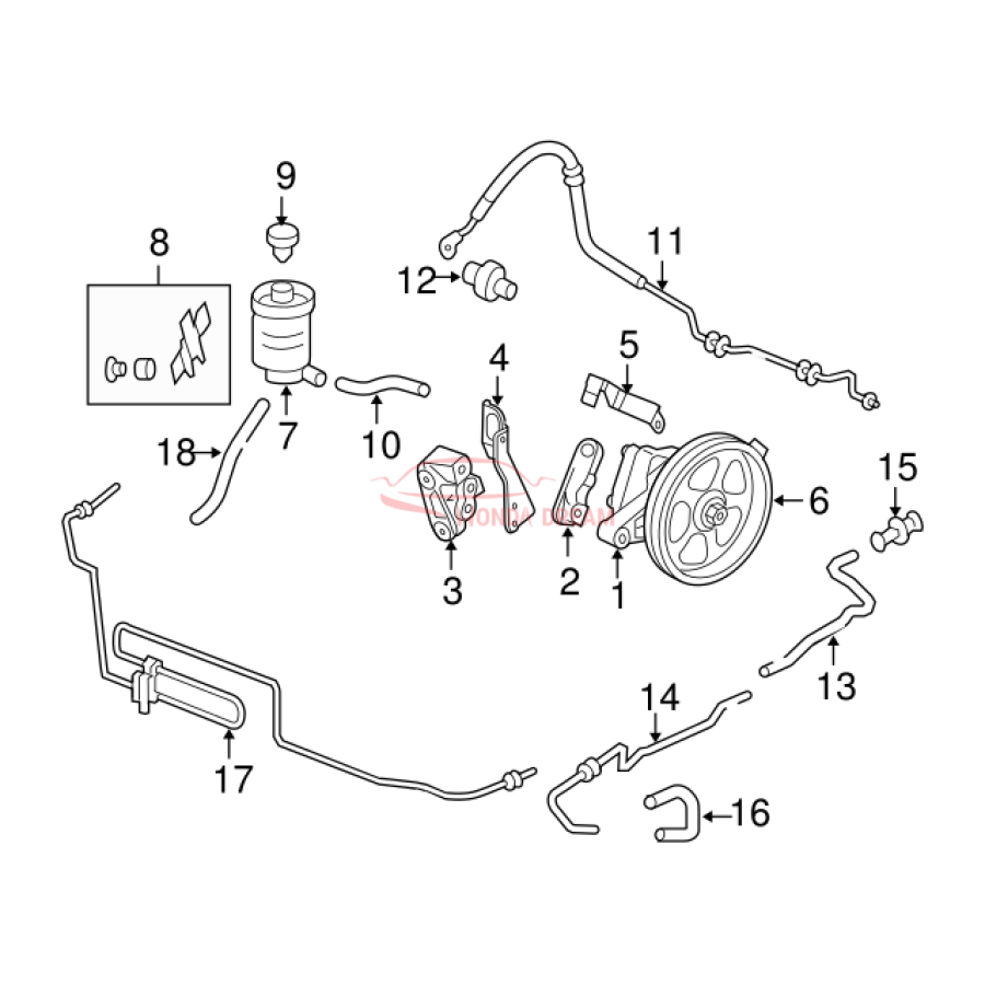 Hose, Power Steering Feed (53713-SHJ-A01) - 3