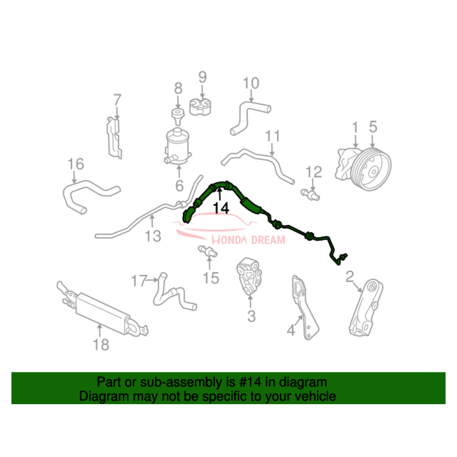 Hose, Power Steering Feed (53713-SJC-A02) - 3