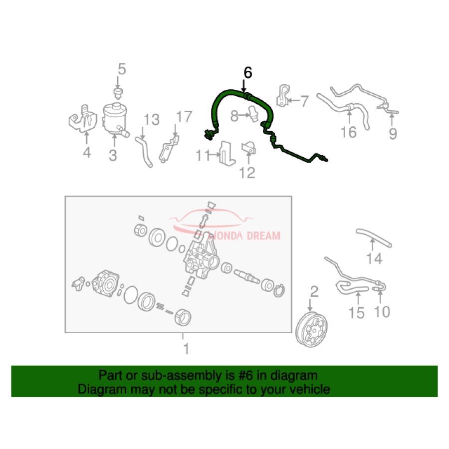 Hose, Power Steering Feed (53713-SNA-A06) - 3