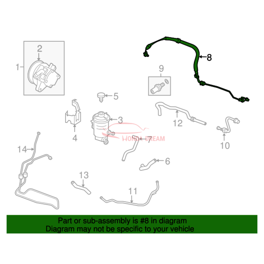 Hose, Power Steering Feed (53713-TA0-A04) - 3