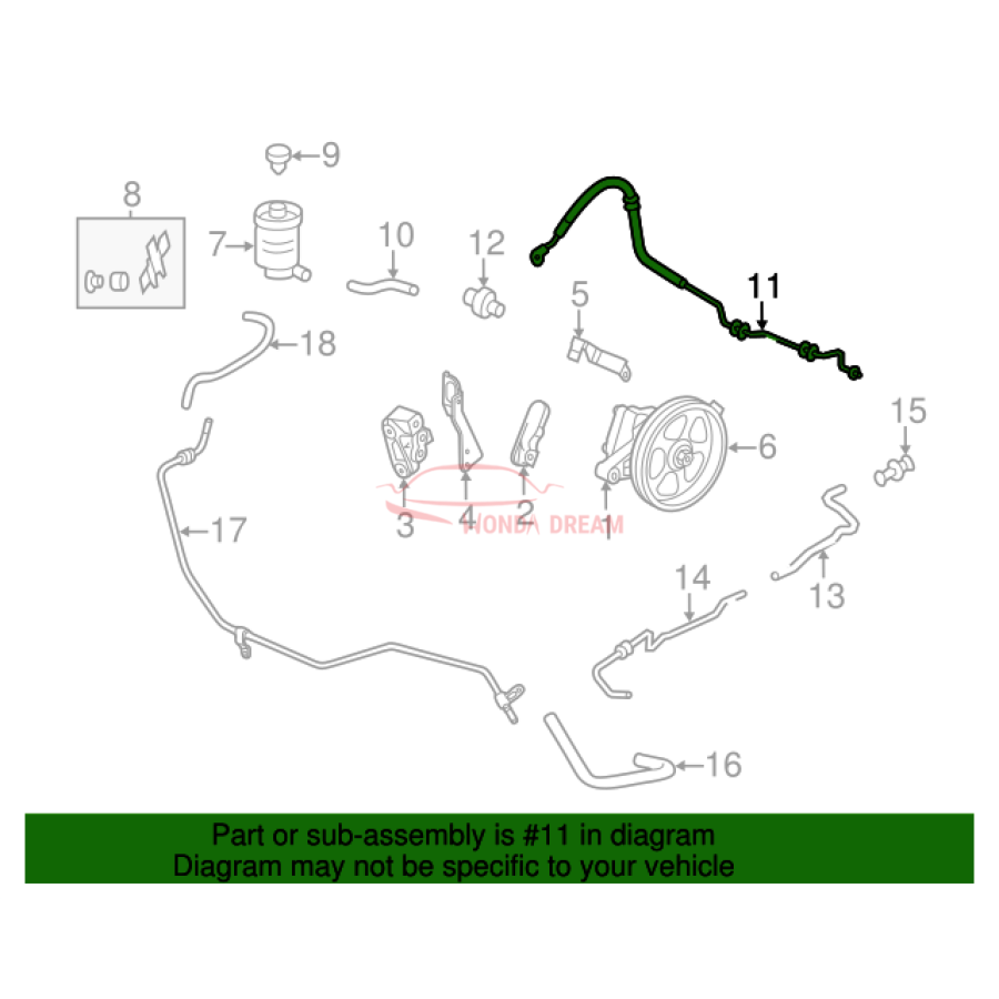 Hose, Power Steering Feed (53713-TK8-A01) - 2