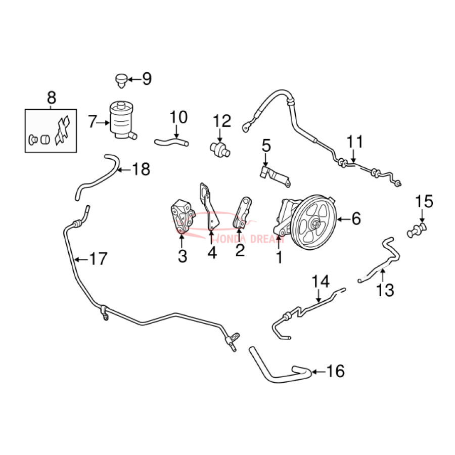 Hose, Power Steering Feed (53713-TK8-A01) - 3