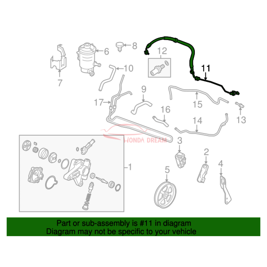 Hose, Power Steering Feed (53713-TP6-A01) - 2