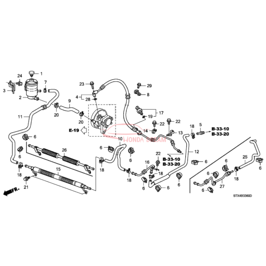 Hose, Power Steering Return (53734-STX-A01) - 3